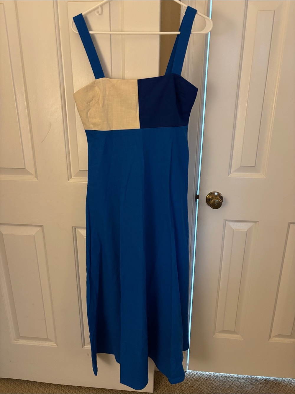 Mister Zimi Blue and Cream Colorblock Maxi Dress